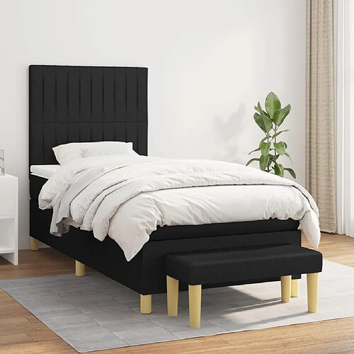 Maison Chic Lit Adulte - Lit simple Lit à sommier tapissier avec matelas moelleux - Meuble de Chambre - Noir 100x200 cm Tissu -MN48099