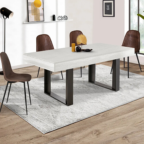 Idmarket Table à manger rectangle PHOENIX 6 personnes bois gris 160