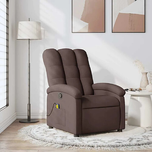 vidaXL Fauteuil de massage inclinable Marron foncé Tissu