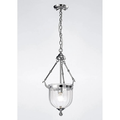 Luminaire Center Suspension Aubrey 1 Ampoule chrome poli/verre