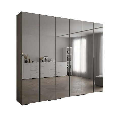 Abiks Meble Inova 1 Armoire avec miroir et portes battantes 236,7/300/47 6 Portes (gris/nero)