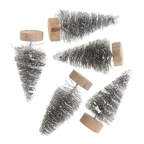 Rico Lot de 5 sapins de Noël en bois gris 5 cm