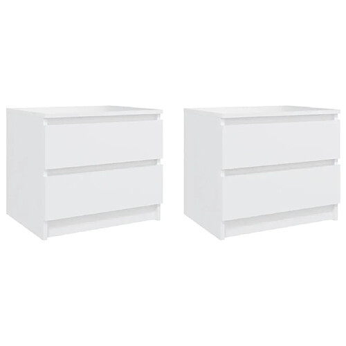 Maison Chic Lot de 2 Tables de chevet,Table de nuit,Table d'appoint pour salon Blanc 50x39x43,5 cm Aggloméré -MN85699