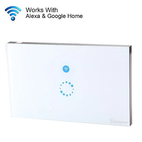 Wewoo Prise Connectée Touch 120mm 1 Gang 1 Voie Verre Trempé Panneau Interrupteur Mural Smart Home Light Touch avec Alexa et Google Home, AC 90V-250V 400W 2A