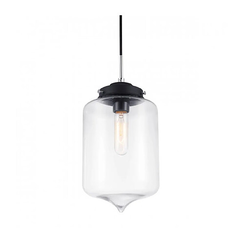 Luminaire Center Suspension industrielle et rétro Tube Noir abat jour transparent