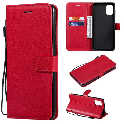 Etui en PU couleur unie magnétique rouge pour votre Samsung Galaxy A71