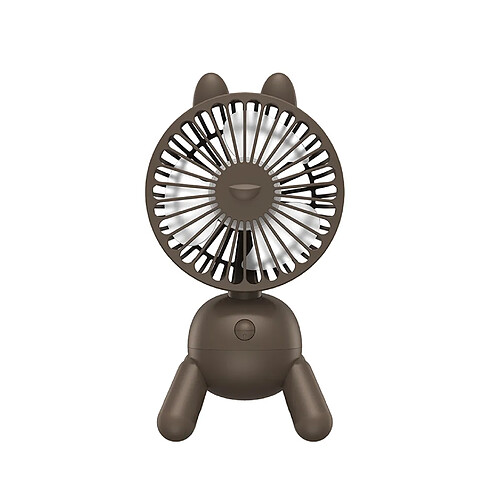 Ventilateur de bureau autoportant Puppy Shape ABS Rotation de la Tête Ventilateur Portable Rechargeable USB pour la Maison-Marron