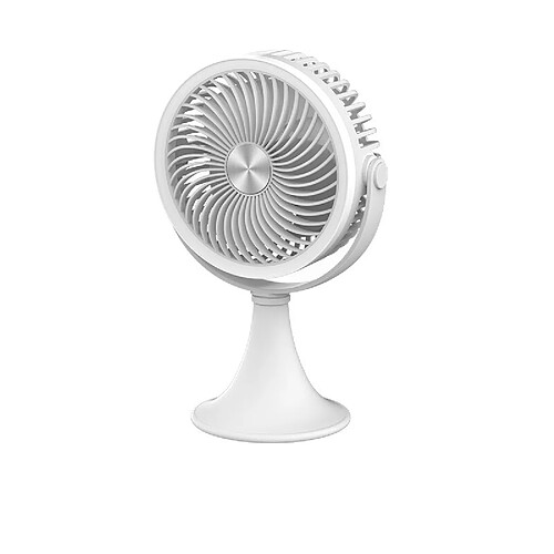 (Blanc) Éclairage Petit Ventilateur de Bureau Intérieur Ventilateur de Bureau Extérieur Chargement Usb Portable