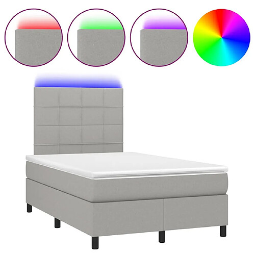 Maison Chic Lit adulte- Lit + matelas + LED,Sommier à lattes de lit matelas LED gris clair 120x190 cm tissu -GKD16660