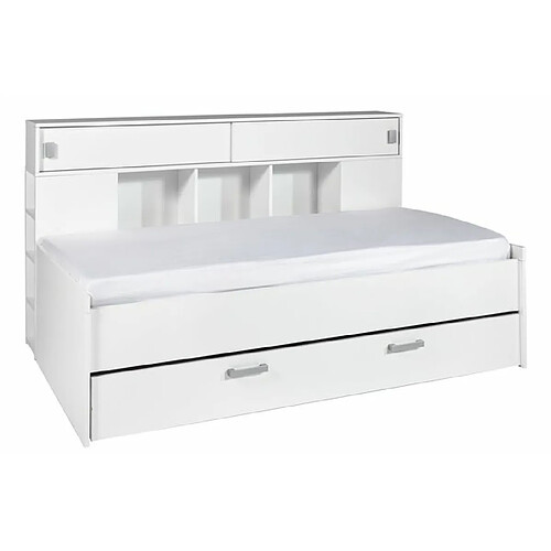 Pegane Lit enfant avec environnement coloris blanc mat - 204 x 109 x 122,5 cm