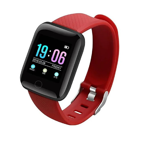 Livraison directe D13 montres intelligentes ID116Plus fréquence cardiaque bande intelligente Fitness sport bracelet-Red with box