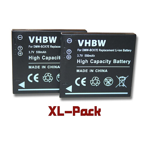 vhbw set de 2 batteries 550mAh pour appareil photo Panasonic Lumix DMC-FX90, DMC-FX90K, DMC-S1, DMC-S1A