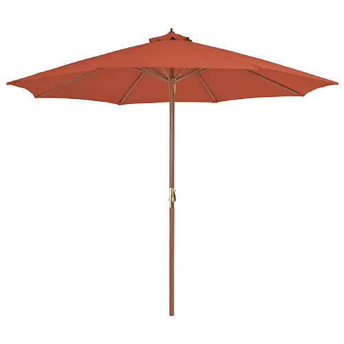 vidaXL Parasol d'extérieur avec mât en bois 300 cm terre cuite