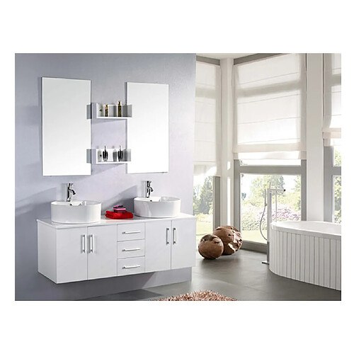 Simba MEUBLE SALLE DE BAIN DOUBLE VASQUE LUXE LAVABO 150 cm mod. WHITE LION