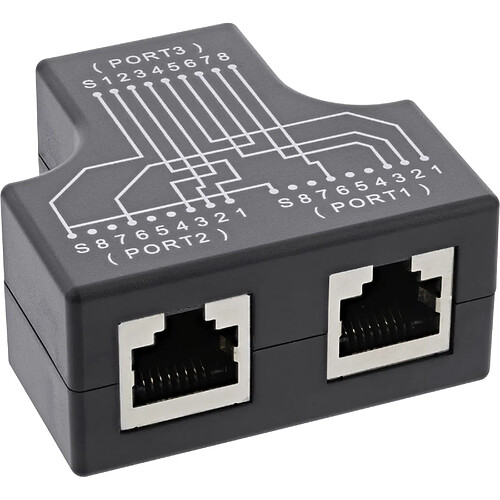 InLine® Cat.5e STP Adaptateur en T avec connecteur RJ45 Femelle vers 2 Prises RJ45 Femelles