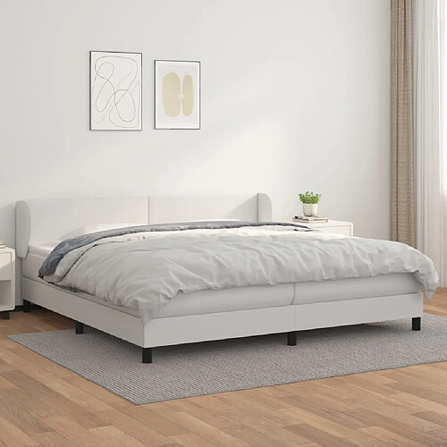 vidaXL Sommier à lattes de lit avec matelas Blanc 200x200cm Similicuir