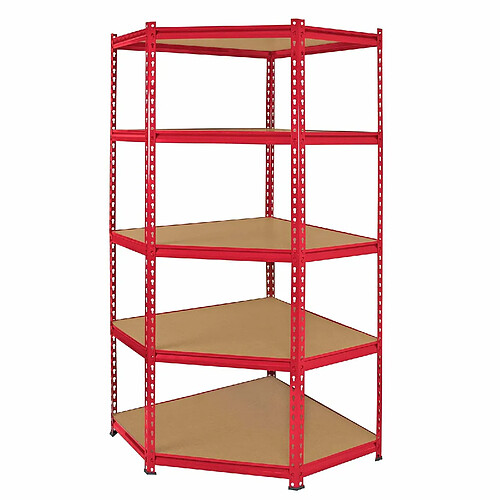 Monstershop Monster Racking - Rayonnage d'Angle Z-Rax en Acier Sans Boulons Rouge 90cm x 45cm x 183cm