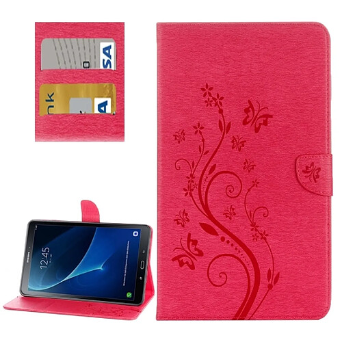 Wewoo Housse Étui Magenta pour Samsung Galaxy Tab A 10.1 2016 / P580 Papillons Amour Fleurs Gaufrage Horizontal en cuir Flip avec support & Slots de cartes Portefeuille