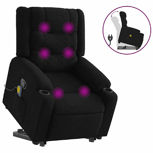 Maison Chic Fauteuil Relax pour salon, Fauteuil de massage inclinable Noir Tissu -GKD49853