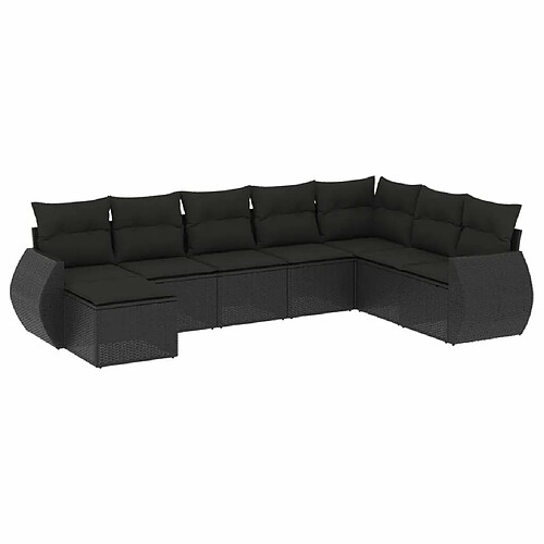 Maison Chic Salon de jardin 8 pcs avec coussins | Ensemble de Table et chaises | Mobilier d'Extérieur noir résine tressée -GKD61192