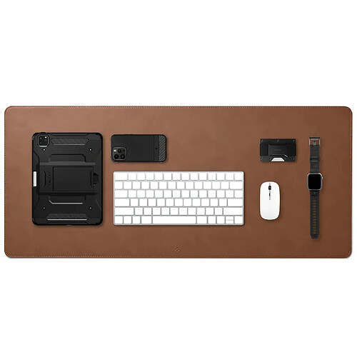 Spigen Sgp Spigen Tapis de Bureau en Velo Vegan Cuir PU avec Base Caoutchouc Anti-Dérapant - Marron