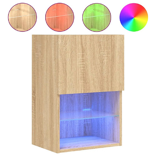 Maison Chic Meuble TV avec lumières LED, Banc TV pour salon, Meuble de rangement chêne sonoma 40,5x30x60 cm -GKD24956