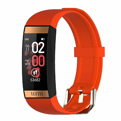 Justgreenbox Bracelet intelligent fréquence cardiaque pression artérielle surveillance de l'oxygène IP67 étanche, Orange