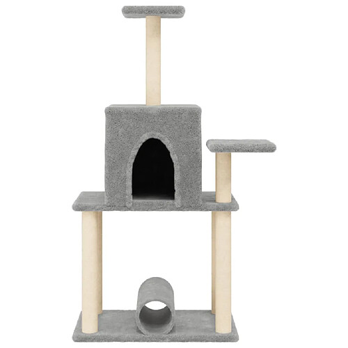 Helloshop26 Arbre à chat meuble tour grimper jouet grattage grattoir escalade plateforme avec griffoirs en sisal clair 122 cm gris 02_0022556