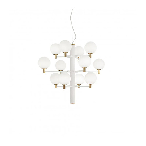 Ideal Lux Suspension Copernico Métal blanc 12 ampoules 74cm