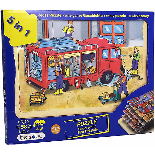 Beleduc - 17035 - Puzzle À Superposition en Bois - Pompiers - 58 Pièces