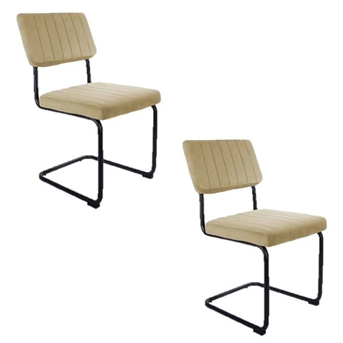 Toilinux Lot de 2 Chaises cantilevers design effet velours Keen - Beige