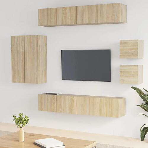 vidaXL Ensemble de meubles TV 8 pcs Chêne sonoma Bois d'ingénierie