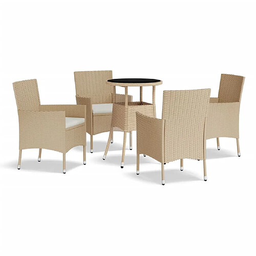 Maison Chic Ensemble de bistro 5 pcs coussins,Table + chaises + coussins de jardin beige poly rotin -GKD696640