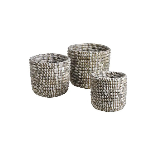 Aubry Gaspard Cache pot rond en jonc de mer( Lot de 3).