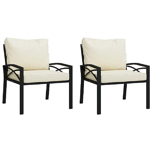 Maison Chic Lot de 2 Chaises de jardin,Fauteuil/Chaise d'extérieur avec coussins sable 68x76x79 cm acier -MN56172