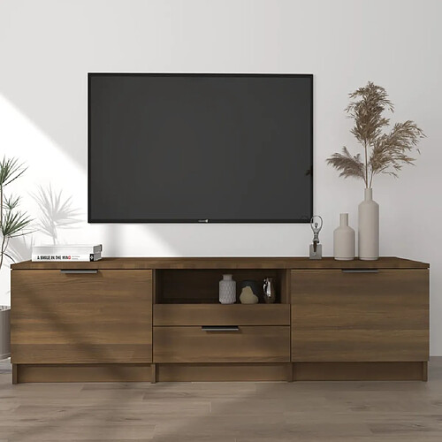 vidaXL Meuble TV Chêne marron 140x35x40 cm Bois d'ingénierie