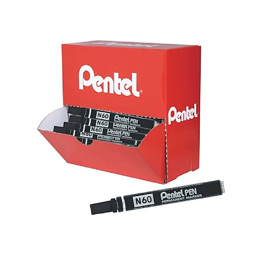 Pack de 30+ 6 marqueur permanent indélébile Pentel N60 pointe biseautée 3,9 à 5,5 mm noir