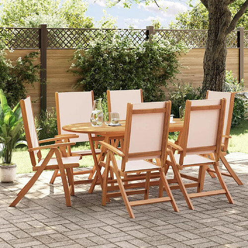 vidaXL Ensemble à Manger de jardin 7pcs bois d'acacia solide textilène