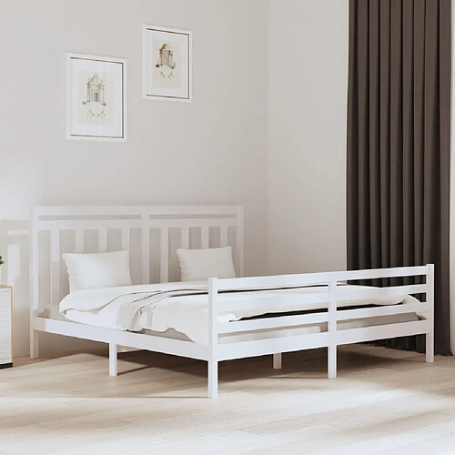 Maison Chic Lit adulte - Lit simple Cadre de lit,Structure du lit Contemporain Blanc Bois massif 200x200 cm -MN20625