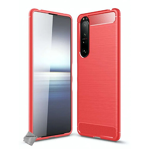 Htdmobiles Coque silicone gel carbone pour Sony Xperia 1 III + film ecran - ROUGE