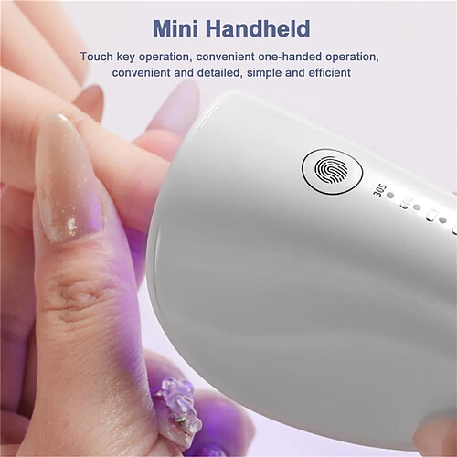 Universal Sèche-ongles à main sans fil 3 lampes à rayons ultraviolets Séchage rapide des cils mini lumière thérapie rechargeable ongles manucure outils de voyage |(blanche)