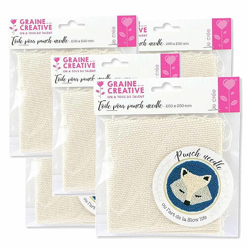 Graines Creatives 5 toiles pour Punch Needle 25 x 25 cm