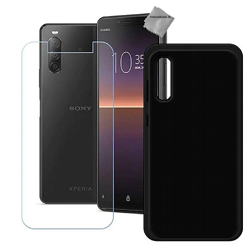 Htdmobiles Coque silicone gel fine pour Sony Xperia 10 II + verre trempe - NOIR