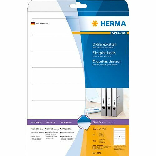 Herma 5160 Étiquettes classeur 192 x 34 A4 200 pièces Blanc