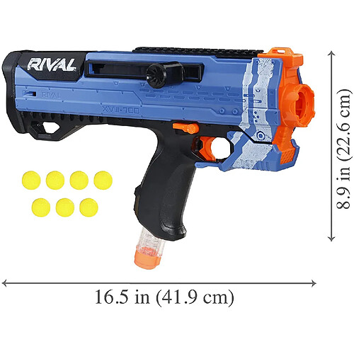 Nerf pistolet rival Helios Bleu Xviii-700 et Billes en Mousse Rival Officielles bleu noir