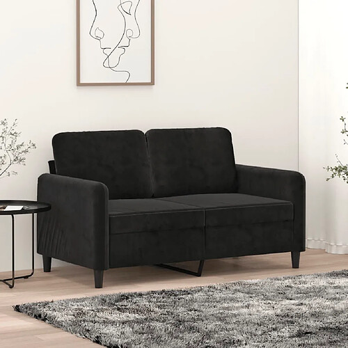 vidaXL Canapé à 2 places Noir 120 cm Velours