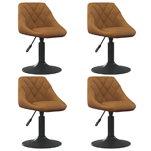 vidaXL Chaises pivotantes à manger lot de 4 marron velours