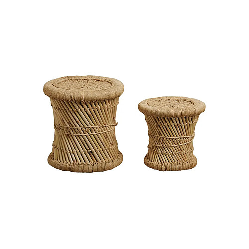 Aubry Gaspard Tabourets en roseau (Lot de 2) motif naturel.