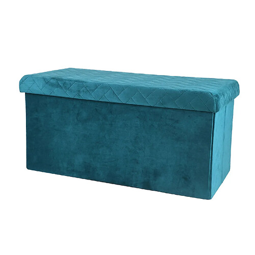 Toilinux Banc de rangement pliable Kube en velours - Bleu vert