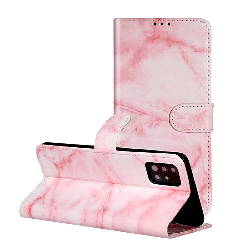 Etui en PU impression de motifs avec support marbre rose pour Samsung Galaxy A71